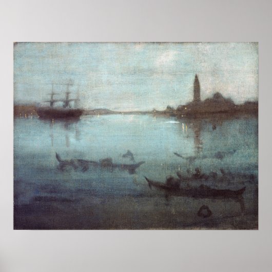James McNeil Whistler Nocturne in Blue en Silver Poster (Voorkant)