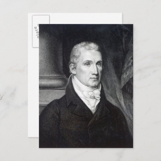 James Monroe, gegraveerd door Thomas Gimĭ Briefkaart (Voorkant / Achterkant)