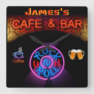JAMES - Naam Neon Sign Bar Mancave Den Clock Fun Vierkante Klok