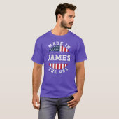 James Naam Patriottisch Amerikaans Gemaakt in de V T-shirt (Voorkant volledig)