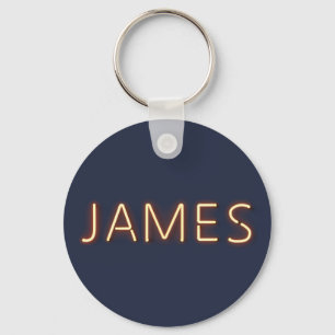 James Name in Ggloed Neon Lights Sleutelhanger