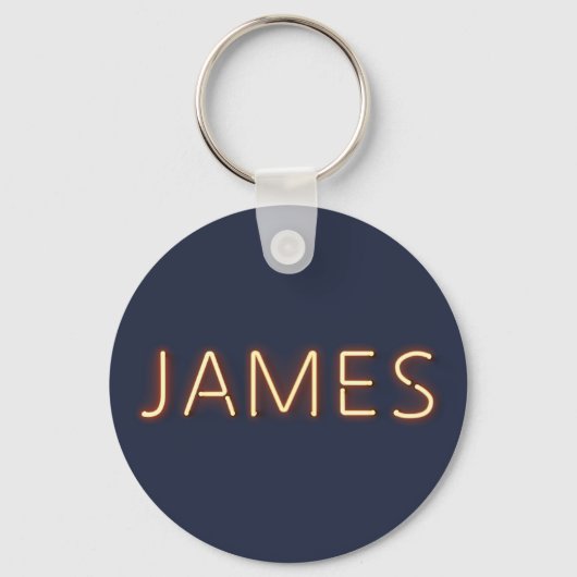 James Name in Ggloed Neon Lights Sleutelhanger (Voorkant)