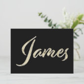 James Name white gold Handwriting Karte Kaart (Staand voorkant)