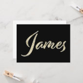 James Name white gold Handwriting Karte Kaart (Voorkant / Achterkant in situ)