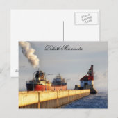 James R. Barker Schip en vuurtoren, Minnesota Briefkaart (Voorkant / Achterkant)