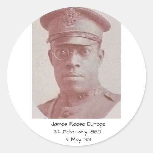 James Reese Europe Ronde Sticker (Voorkant)