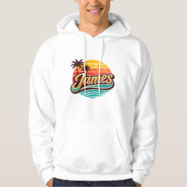 James Retro Sunset Tropische Naam Ontwerp Hoodie