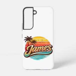 James Retro Sunset Tropische Naam Ontwerp Samsung Galaxy Hoesje
