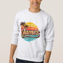 James Retro Sunset Tropische Naam Ontwerp Trui