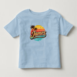 James Retro Zonsondergang Tropische Naam Ontwerp Kinder Shirts