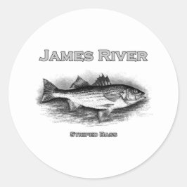 James River  gestreepte bas Logo Ronde Sticker