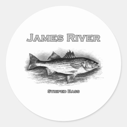 James River gestreepte bas Logo Ronde Sticker (Voorkant)