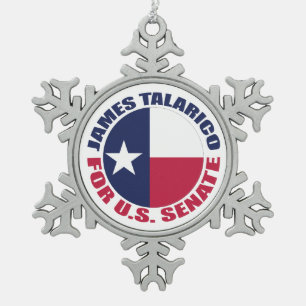 James Talarico voor de Amerikaanse Senaat Texas Tin Sneeuwvlok Ornament