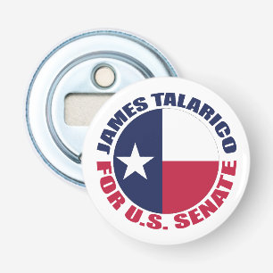 James Talarico voor de Amerikaanse Senaat Texas-vl Button Flesopener