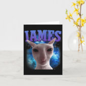 James The Cat Meme Grappige Gekke Katten Brainrot Kaart (Gele Bloem)