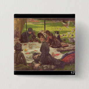 James Tissot De picknick, c.1881-2 Vierkante Button 5,1 Cm