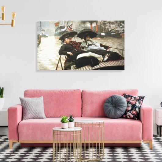  James Tissot de Theems Canvas Afdruk (Insitu (Woonkamer))