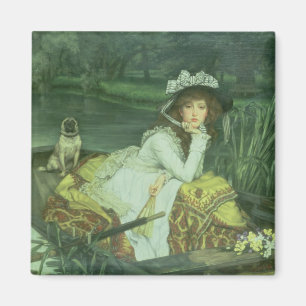 James Tissot   Jonge vrouw in een boot of reflecti Magneet