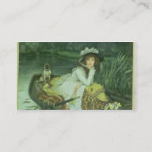 James Tissot | Jonge vrouw in een boot of reflecti Visitekaartje (Achterkant)