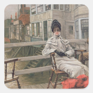James Tissot Wachten op de veerboot, c.1878 Vierkante Sticker