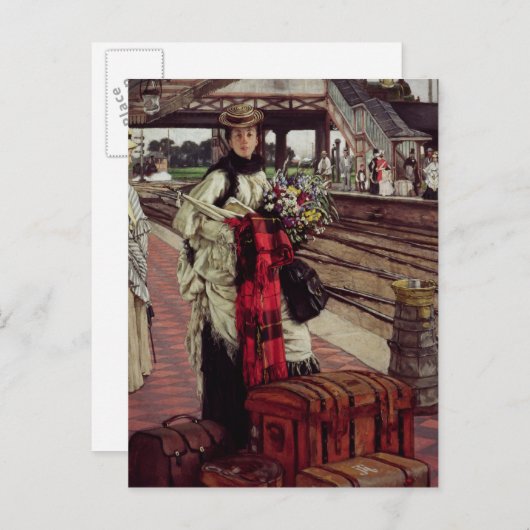 James Tissot | Wachten op het station Briefkaart (Voorkant / Achterkant)