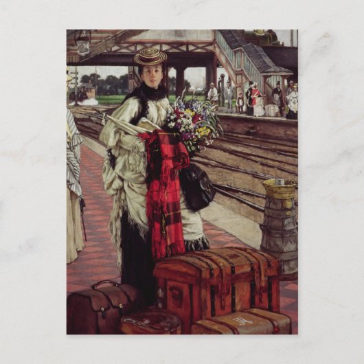James Tissot | Wachten op het station Briefkaart (Voorkant)