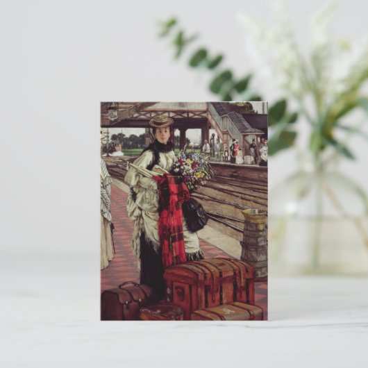 James Tissot | Wachten op het station Briefkaart (Staand voorkant)