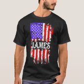 James USA Flag Achternaam Achternaam Proud Gift T-shirt (Voorkant)