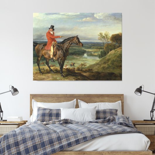 James Ward Hunting op Staffordshire Paardenschilde Canvas Afdruk (Insitu (Slaapkamer))