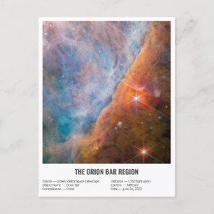 James Webb Orion Constellation Bar (NIRCam Afbeeld Briefkaart