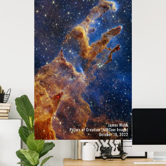 James Webb Pillars of Creation Nebula NIRCam Afbee Poster (Thuiskantoor)