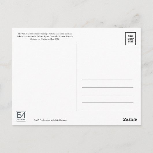 James Webb Rocket Launch Briefkaart (Achterkant)