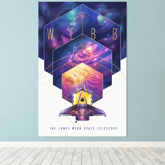 James Webb Space Telescope Illustratie Kunst Canvas Afdruk (Insitu (Houten vloer))