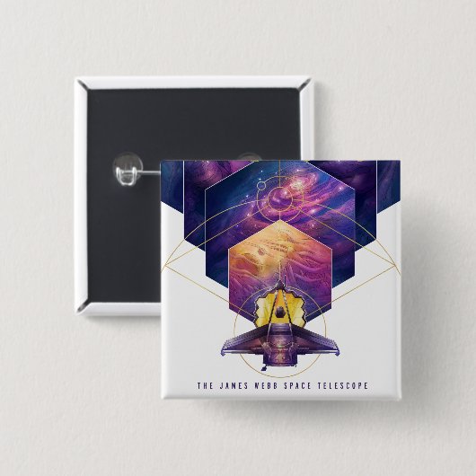 James Webb Space Telescope Illustratie Kunst Vierkante Button 5,1 Cm (Voorkant /achterkant)