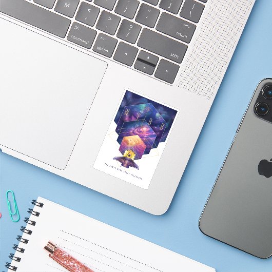 James Webb Space Telescope Poster. Sticker (Laptop met iPhone)