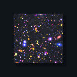 James Webb Space Telescope Simulation - Pop Art Canvas Afdruk<br><div class="desc">Een verbeterde kunstsimulatie van de pop van James Webb Space Telescope's gebied van uitzicht shows miljarden sterrenstelsels met ongekende helderheid.</div>