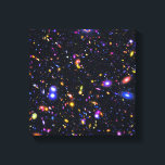 James Webb Space Telescope Simulation - Pop Art Canvas Afdruk<br><div class="desc">Een verbeterde kunstsimulatie van de pop van James Webb Space Telescope's gebied van uitzicht shows miljarden sterrenstelsels met ongekende helderheid.</div>
