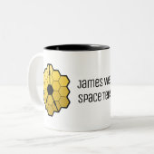 James Webb Space Telescope Yellow Mirro Custom Tweekleurige Koffiemok (Voorkant links)