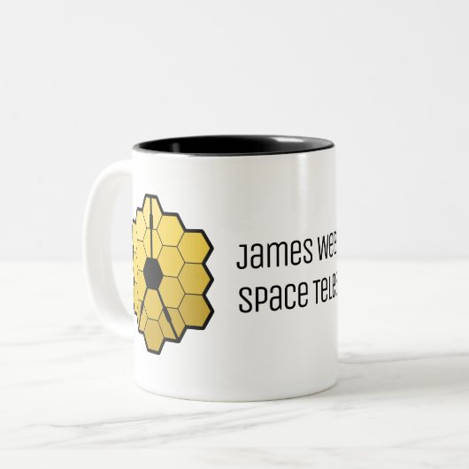 James Webb Space Telescope Yellow Mirro Custom Tweekleurige Koffiemok (Voorkant links)