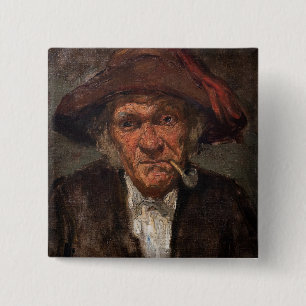 James Whistler - Man Roken een pijp Vierkante Button 5,1 Cm