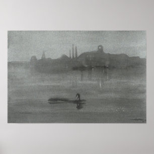 James Whistler - Nocturne: De Thames bij Battersea Poster
