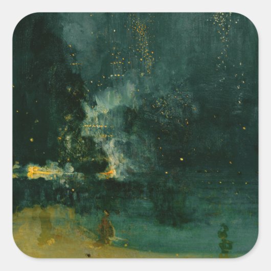 James Whistler - Nocturne in Black en Gold Vierkante Sticker (Voorkant)