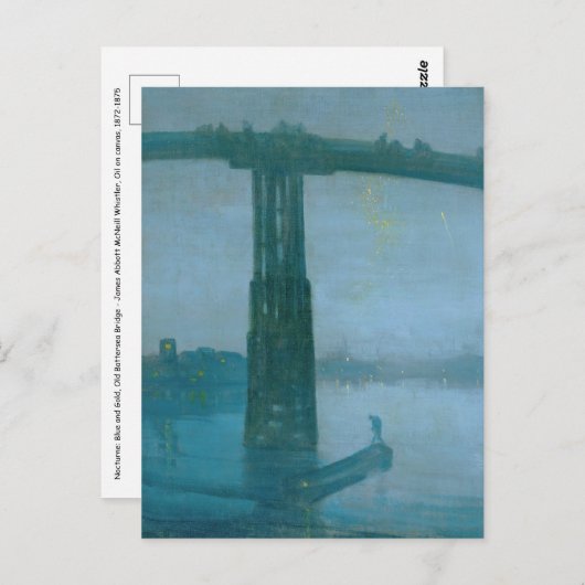 James Whistler - Nocturne, Oude Battersea-brug  Briefkaart (Voorkant / Achterkant)