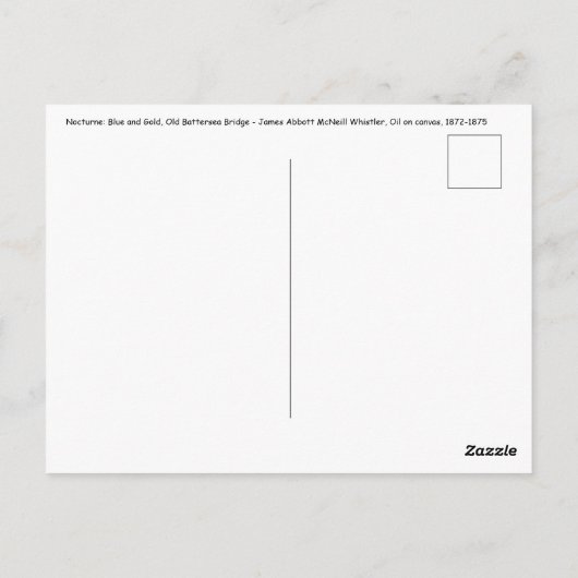 James Whistler - Nocturne, Oude Battersea-brug  Briefkaart (Achterkant)