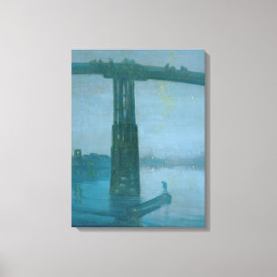 James Whistler - Nocturne, Oude Battersea Brug Canvas Afdruk