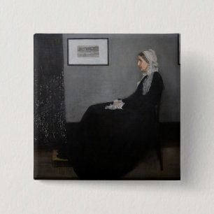 James Whistler - Portret van de moeder van de kuns Vierkante Button 5,1 Cm