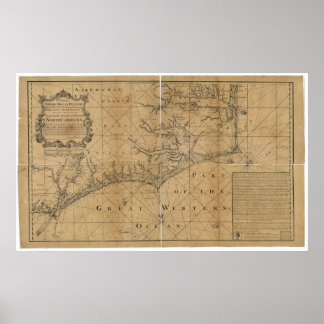 James Wimble 1738 Map of North Carolina Poster