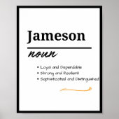 Jameson, Jongen Gepersonaliseerde Naamdefinitie Poster (Voorkant)
