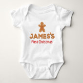 James's Eerste Kerstmis Gepersonaliseerde Gingerbr Romper (Voorkant)