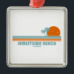 Jamestown Beach Virginia Sun Palm Trees Metalen Ornament<br><div class="desc">Een van de beste bewaarde strandgeheimen in Virginia is Jamestown Beach,  gelegen dicht bij de historische Jamestown Settlement.</div>